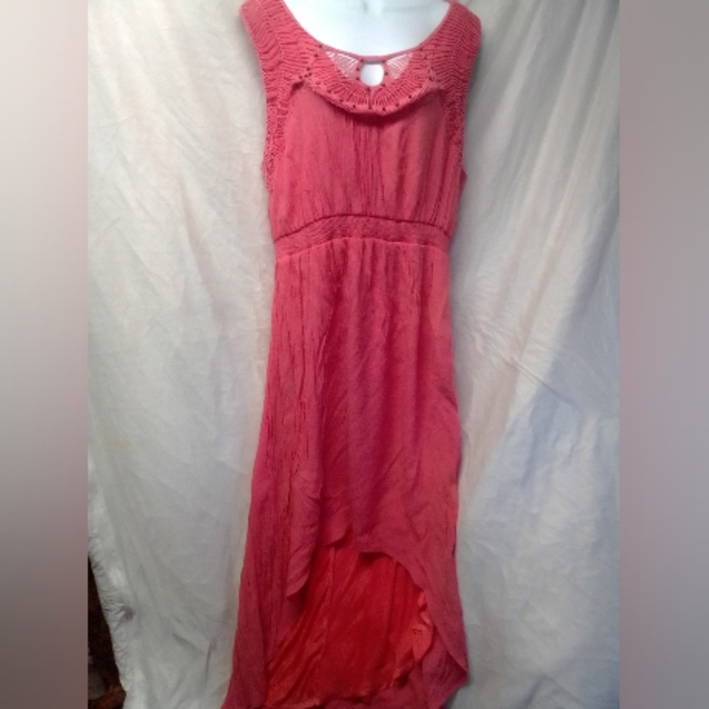 Pink Sleeveless Maxi Sundress with Scoop Neck